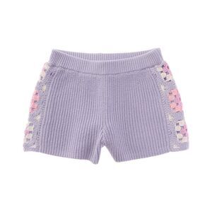 Design History Lavender Knit Shorts with Pink & Cream Accents